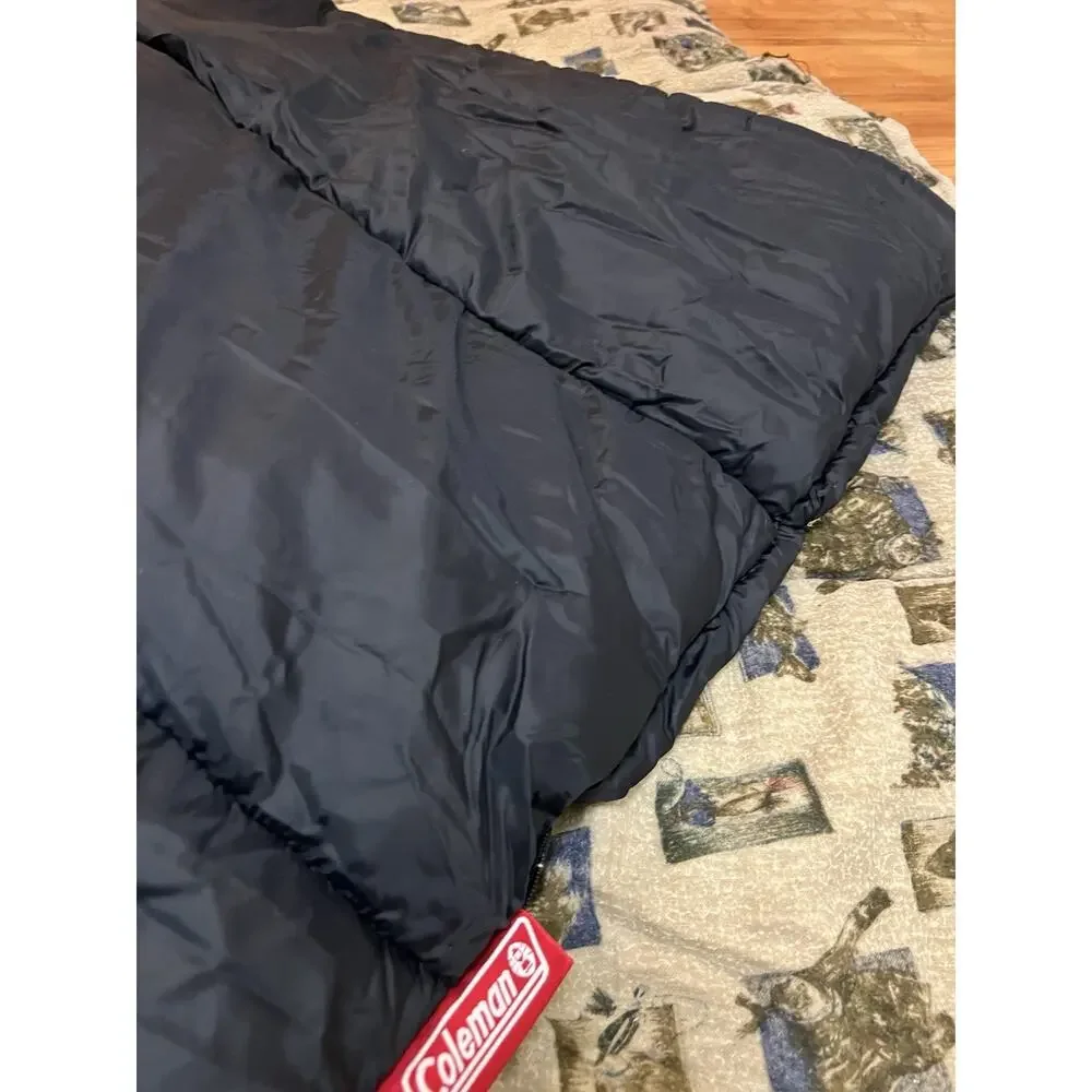 Vintage Coleman Black Sleeping Bag Fishing Theme Cotton Flannel inside 33x75